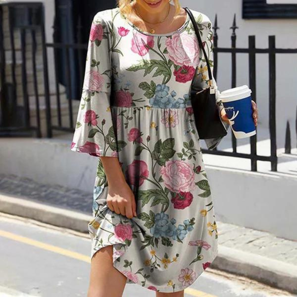 Mc | Elegant floral dress with flared sleeves