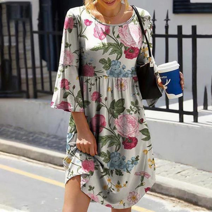 Mc | Elegant floral dress with flared sleeves