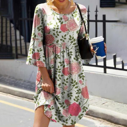 Mc | Elegant floral dress with flared sleeves