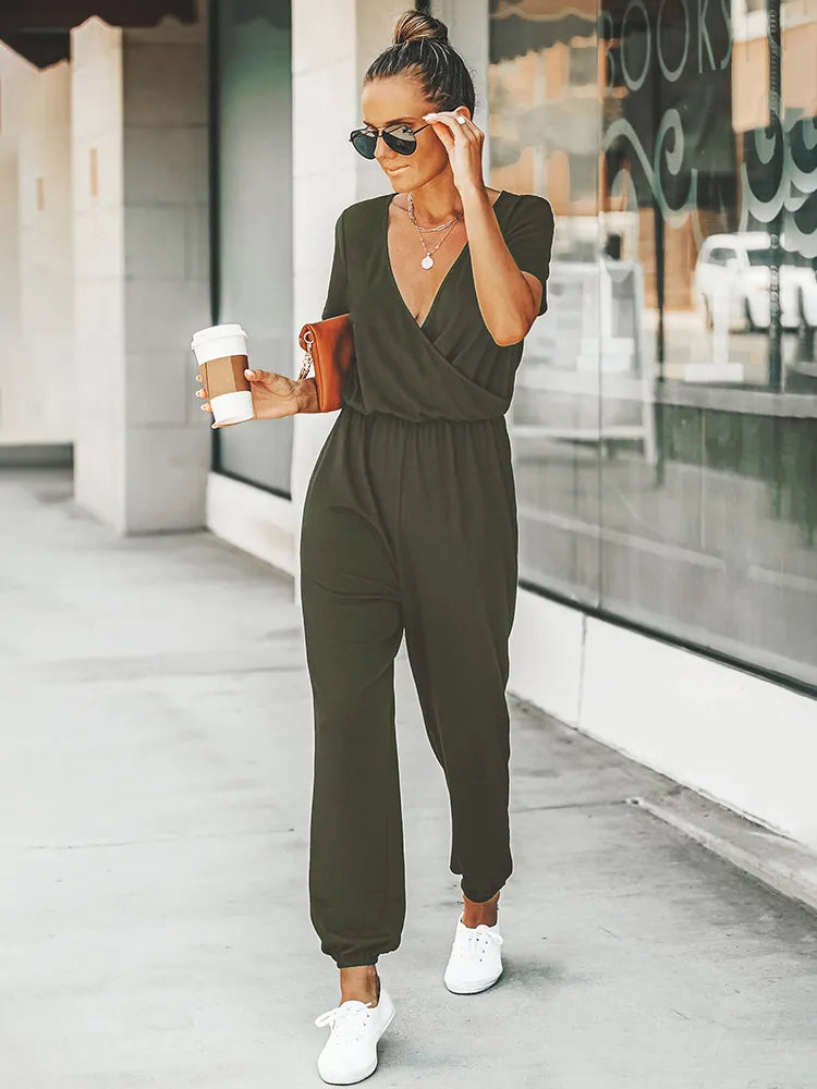 Fenna | Black short-sleeved jumpsuit