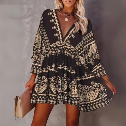 Isaline - Comfortable bohemian print summer dress