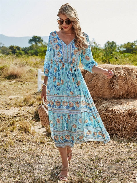 LD Bohemia dress with floral pattern