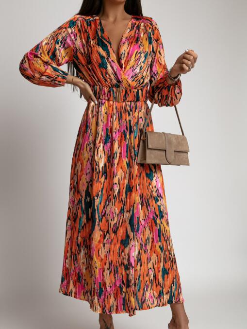 LP | Casual midi dress with natural print and high waist