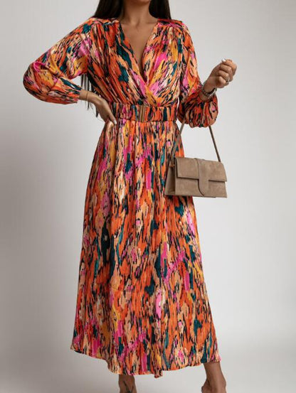 LP | Casual midi dress with natural print and high waist