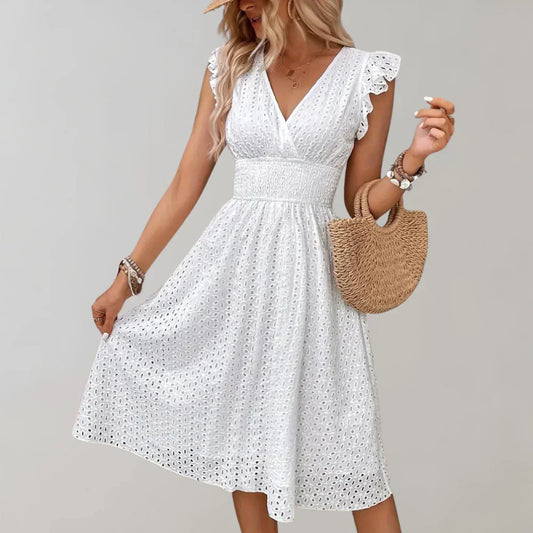 LP | Cotton midi dress with embroidered eyelets