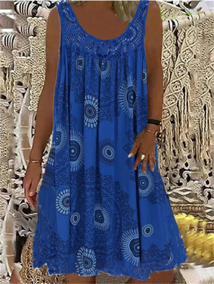LP | Printed sleeveless dress with round neckline