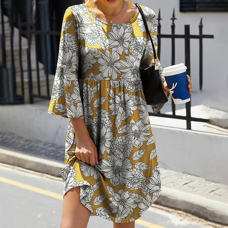 LP | floral dress with flared sleeves