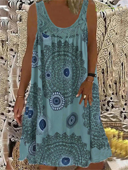 LP | Printed sleeveless dress with round neckline