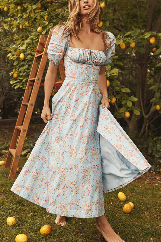 LP | 'Venice' midi dress with openable puff sleeves