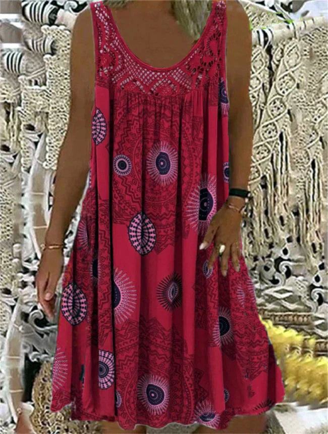 LP | Printed sleeveless dress with round neckline