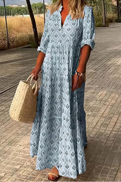 LP | Long dress with print and V-neckline