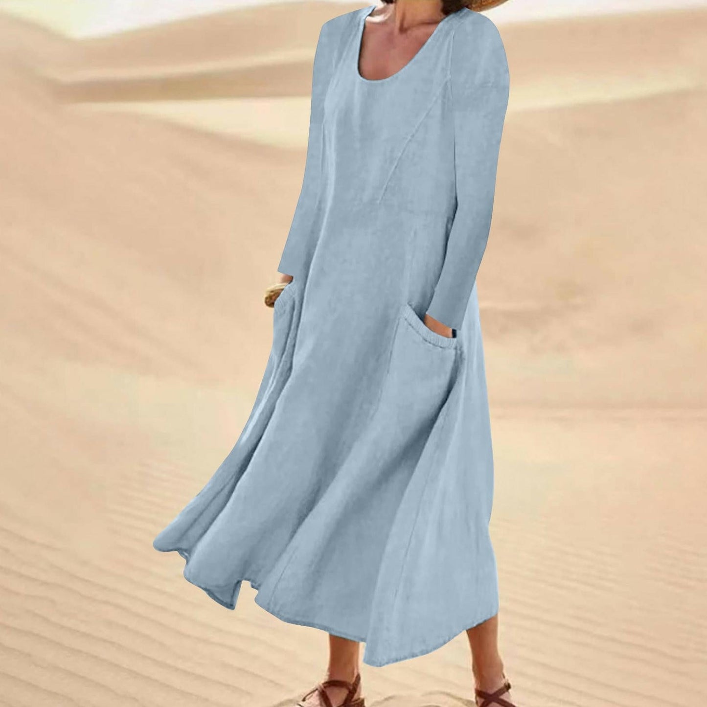 LP | Long-sleeved dress with round neckline