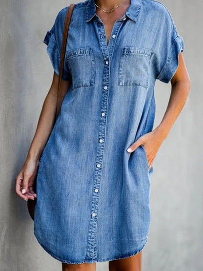 LP | Elikah - Semi-transparent plain denim dress