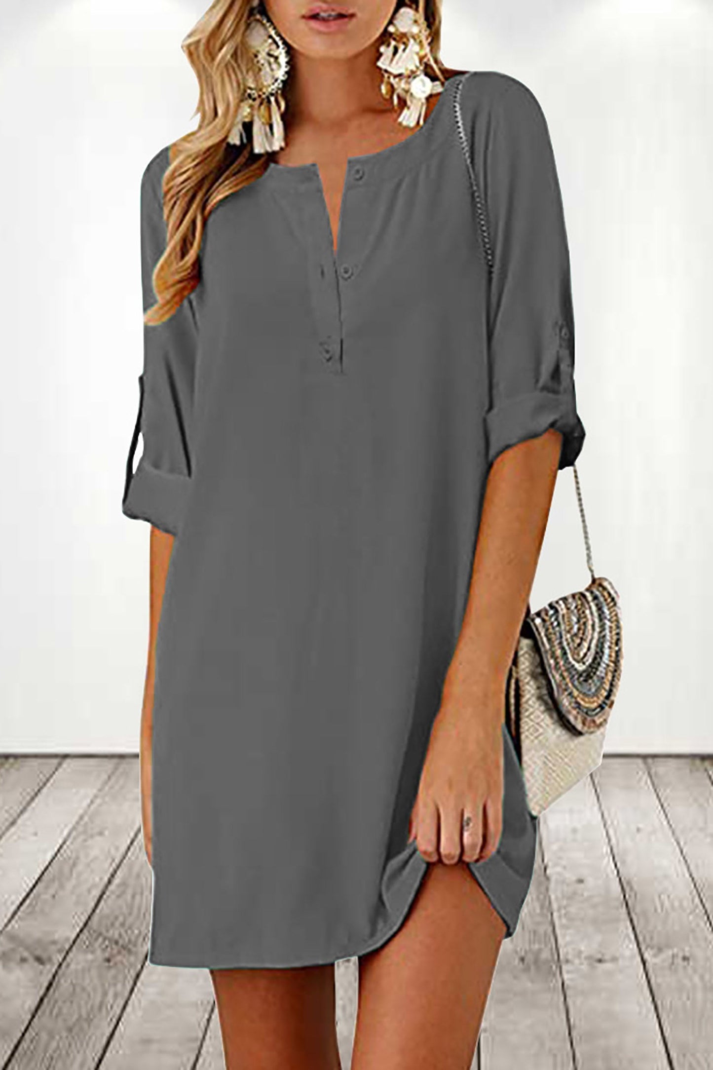 LP | Tunic dress with rolled-up sleeves