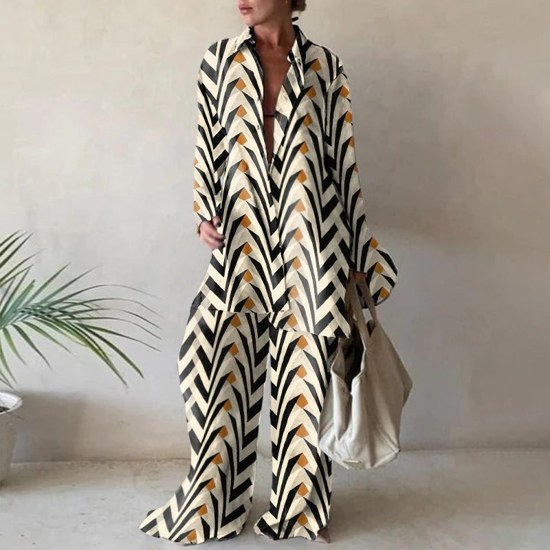 Jamie - Set of loose-fitting long-sleeved blouses and matching wide-leg pants