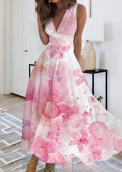 LP | Sleeveless elegant maxi dress with floral print