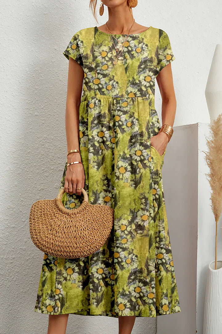 LP | Sleeveless printed dress with round neckline