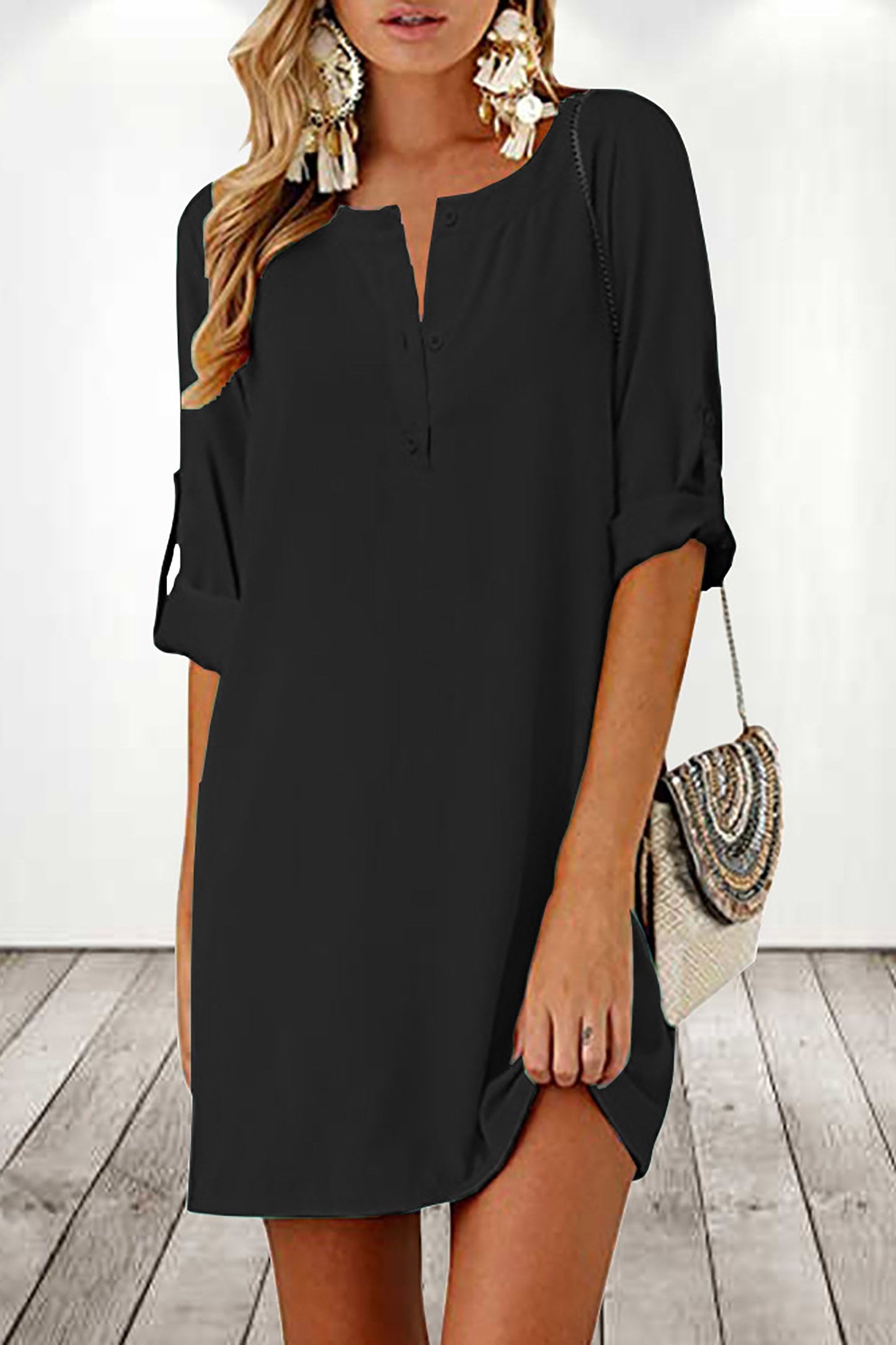 LP | Tunic dress with rolled-up sleeves