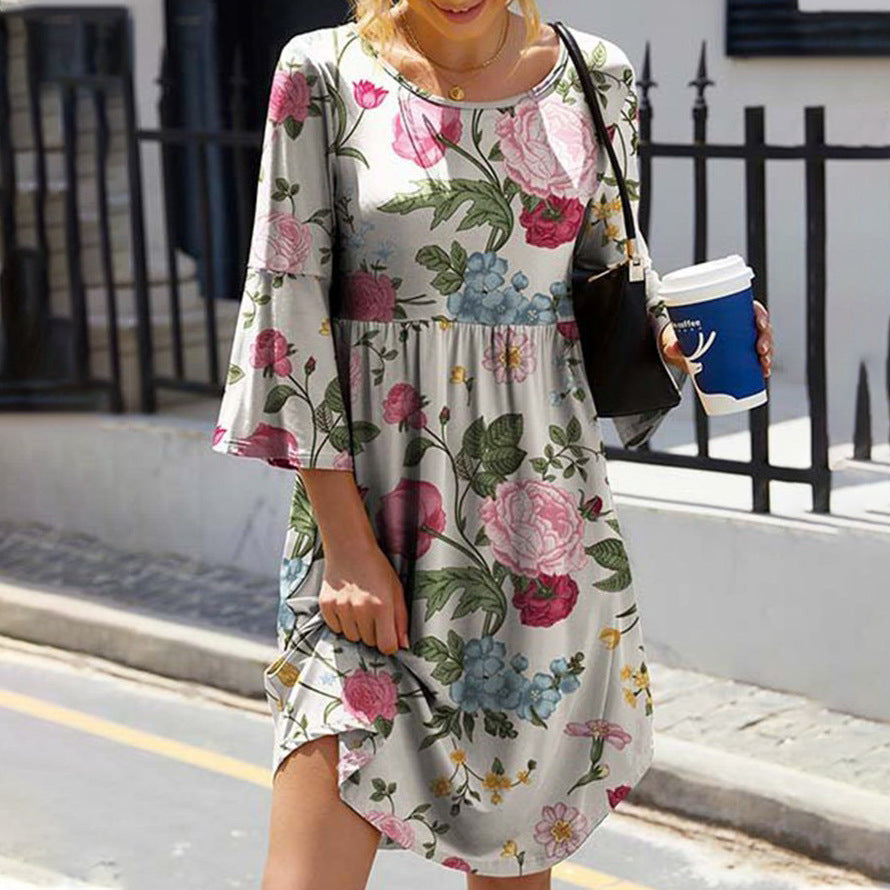 LP | floral dress with flared sleeves