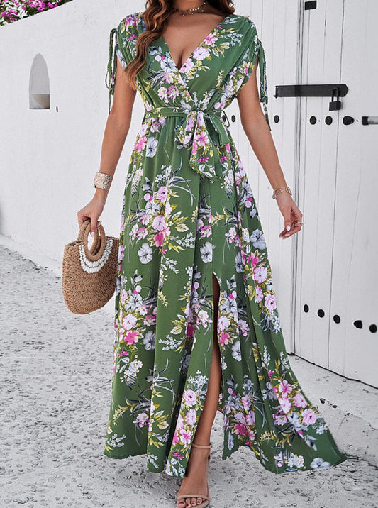 Bohemian Temperament Bohemian Floral V-Neck Bohemian Dress