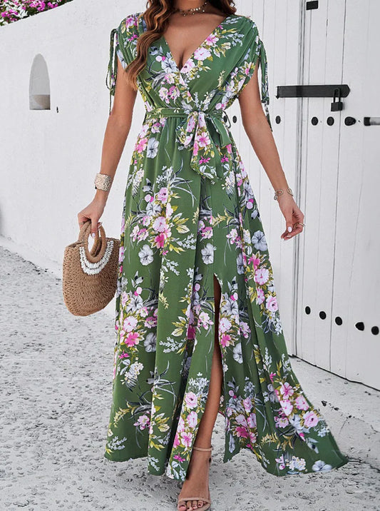 Boho Floral V-Neck Bohemian Temperament Boho Dress