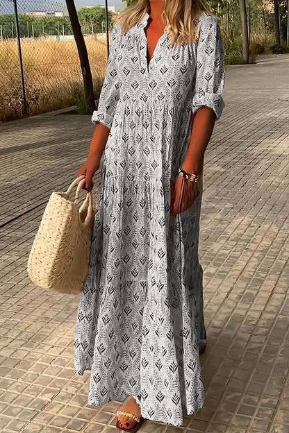 LP | Long dress with print and V-neckline
