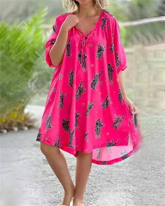 LP | V-neck casual dress with print