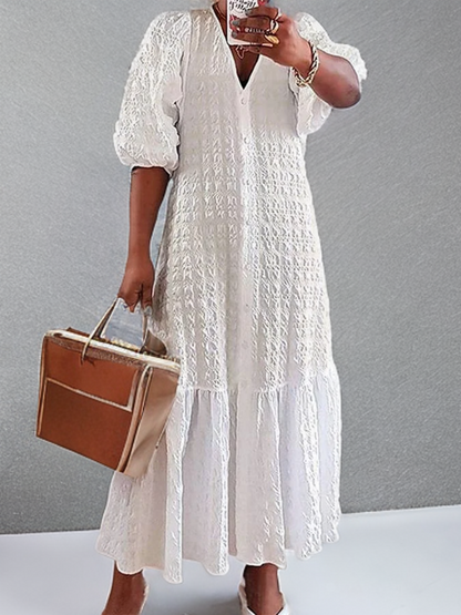 Mc | Casual dress with pleated buttons.