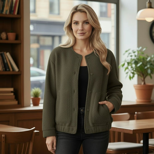 Ophelia | Women's Oversized Jacket Long-Sleeved Top Coat with Hidden Buttons