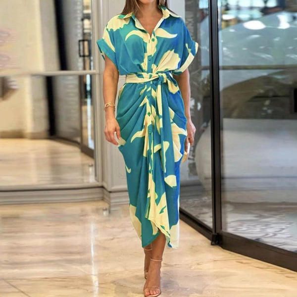 Mc | Printed shirt dress with cuffs