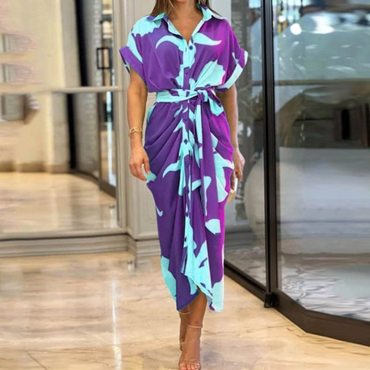 Mc | Printed shirt dress with cuffs