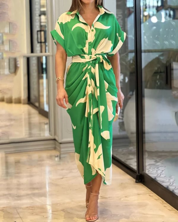 Mc | Printed shirt dress with cuffs