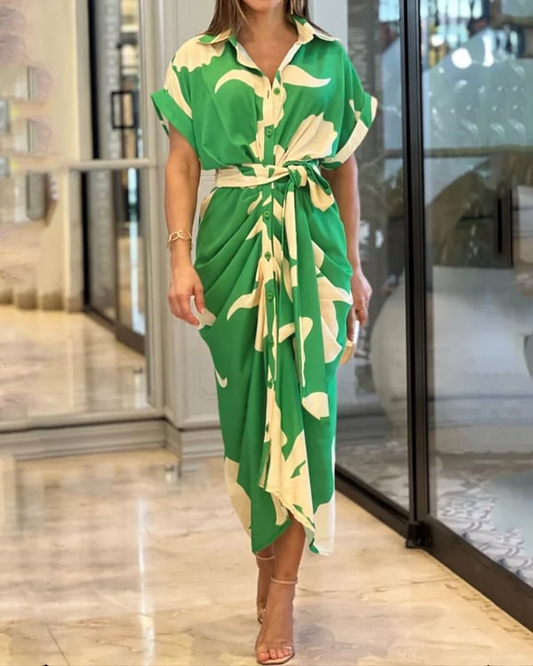 Mc | Printed shirt dress with cuffs