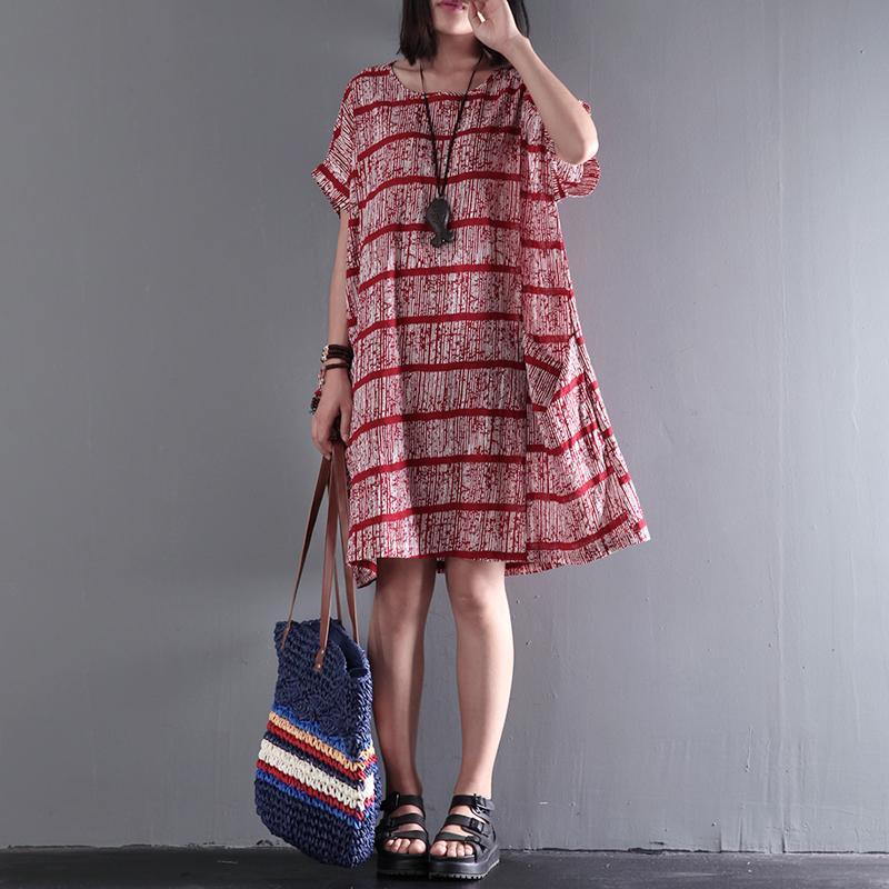 LP | Original striped chiffon dresses with short sleeves