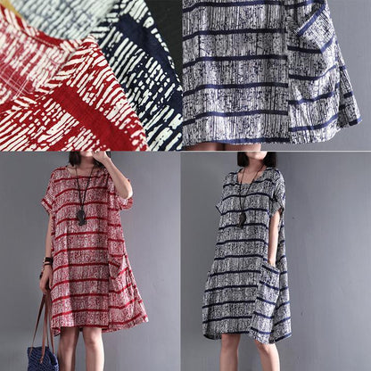 LP | Original striped chiffon dresses with short sleeves