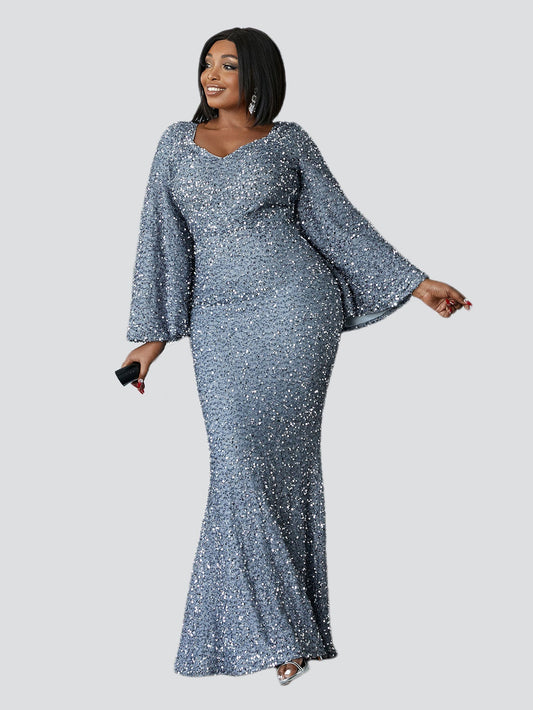 LP | Dress with flared sleeves and slim fit