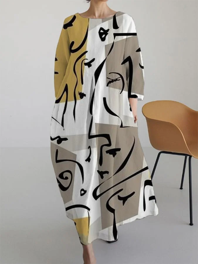 LP | Women's retro dress with abstract human motif