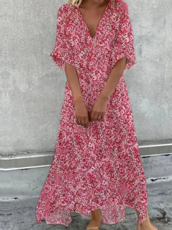 LP | Cotton half-sleeved dress with V-neck