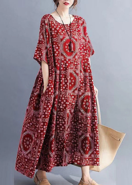 Mc | O-neck with pockets, long dress for summer