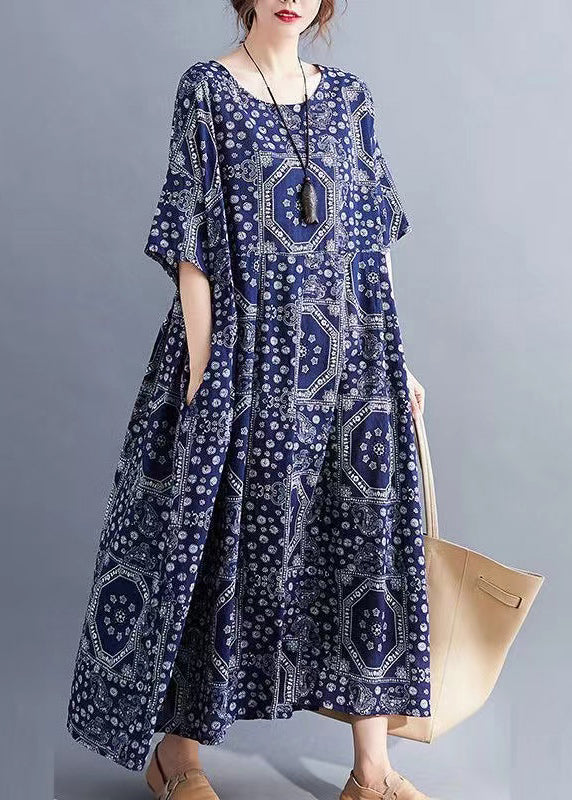 Mc | O-neck with pockets, long dress for summer