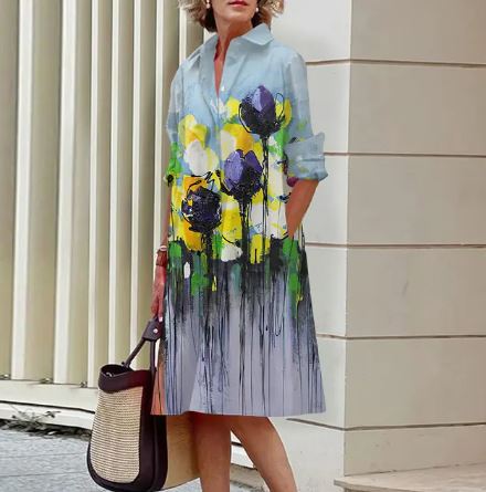 LP | Jandy -Elegant dress with ruched floral pattern