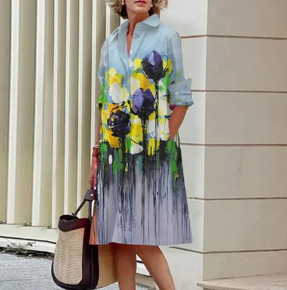 Mc | Jandy -Elegant dress with ruched floral pattern