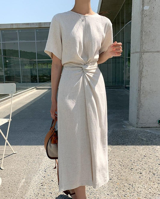 Twisted linen dress