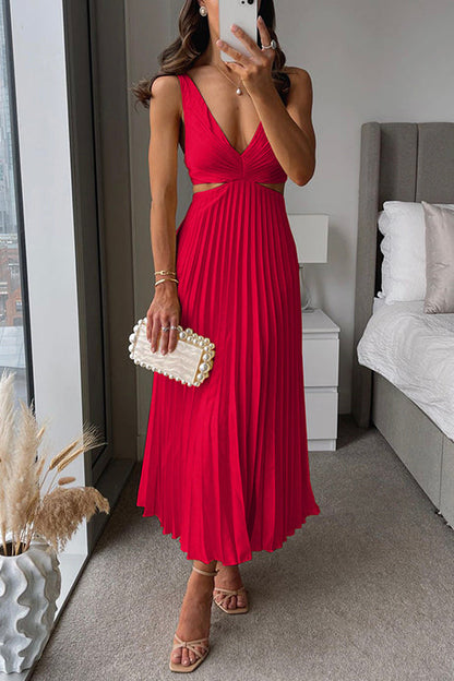 LD | Pleated maxi dress with waist detail