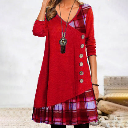 Mc | long-sleeved plaid dress