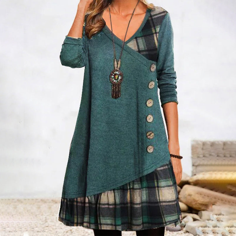 Mc | long-sleeved plaid dress