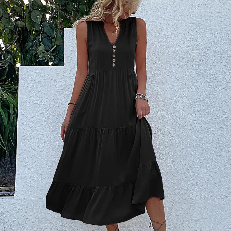 Mc | Dress with ruffle hem and ruffle sleeves