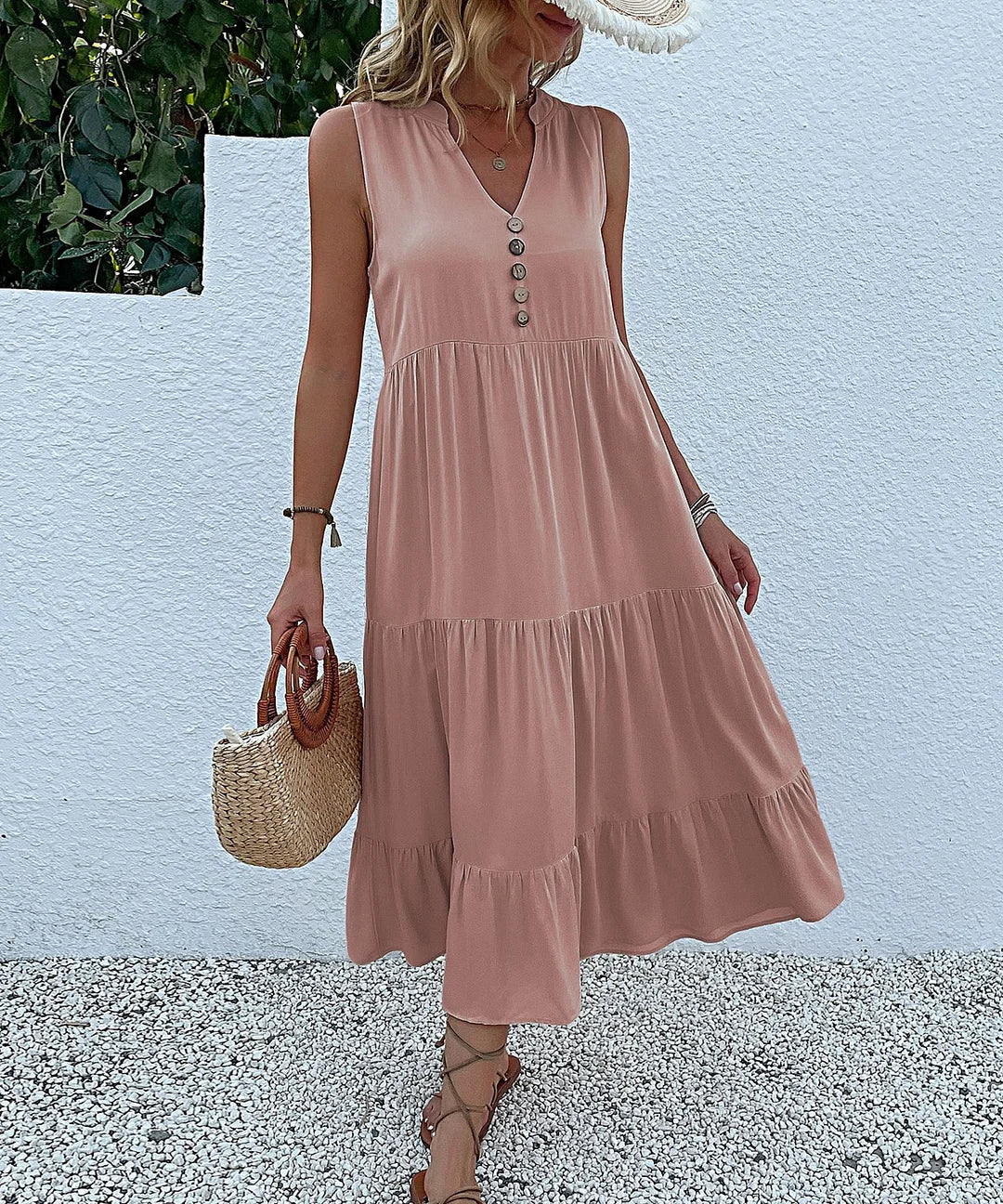 LP | Plain dress with ruffle hemline