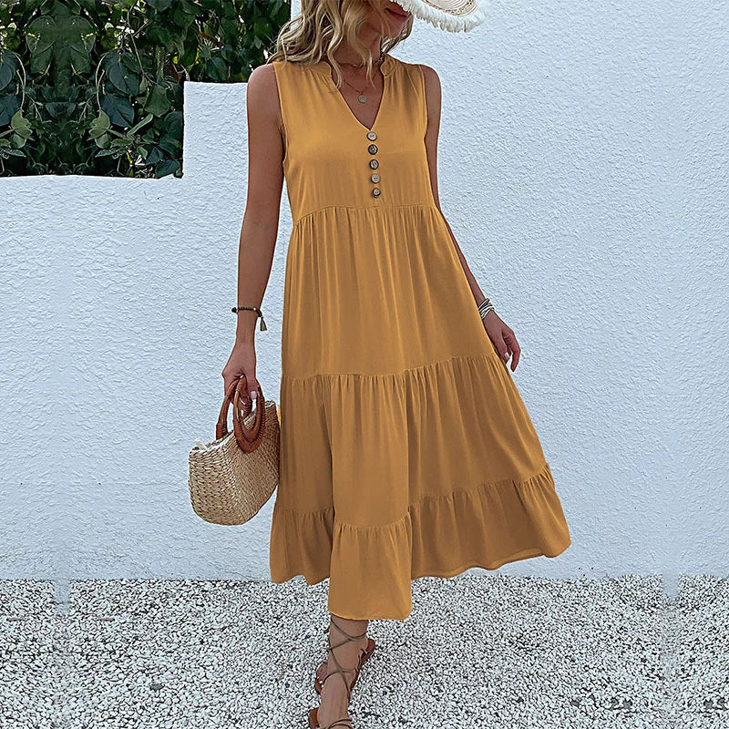 LP | Plain dress with ruffle hemline