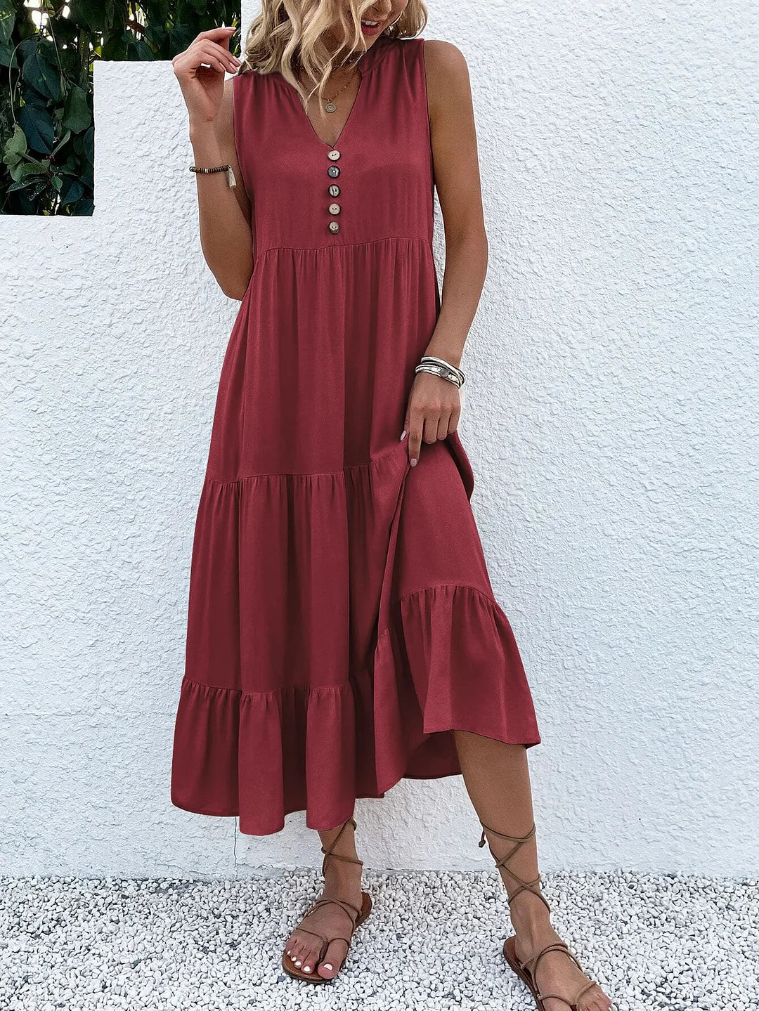 Mc | Dress with ruffle hem and ruffle sleeves